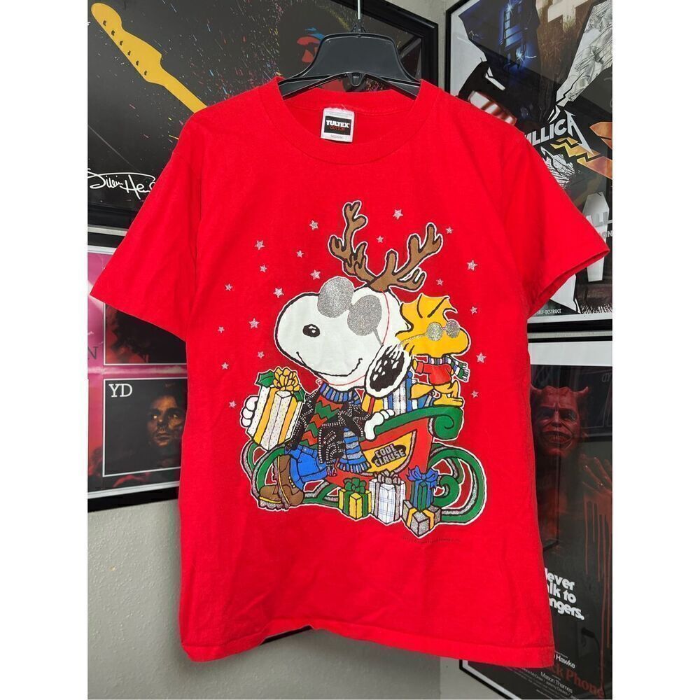 Vintage 90s Snoopy & Woodstock Christmas Sleigh Tee